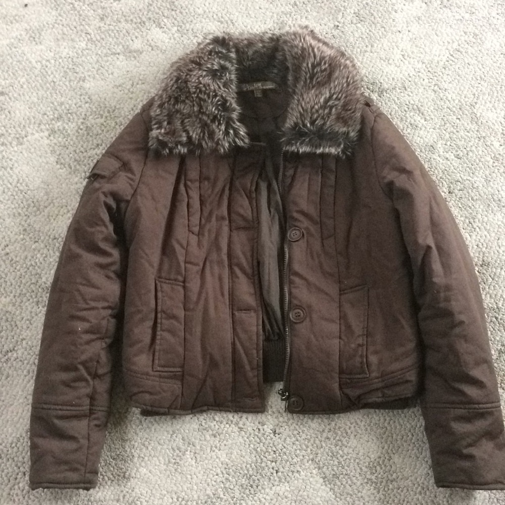 Like new condition brown cotton bomber coat